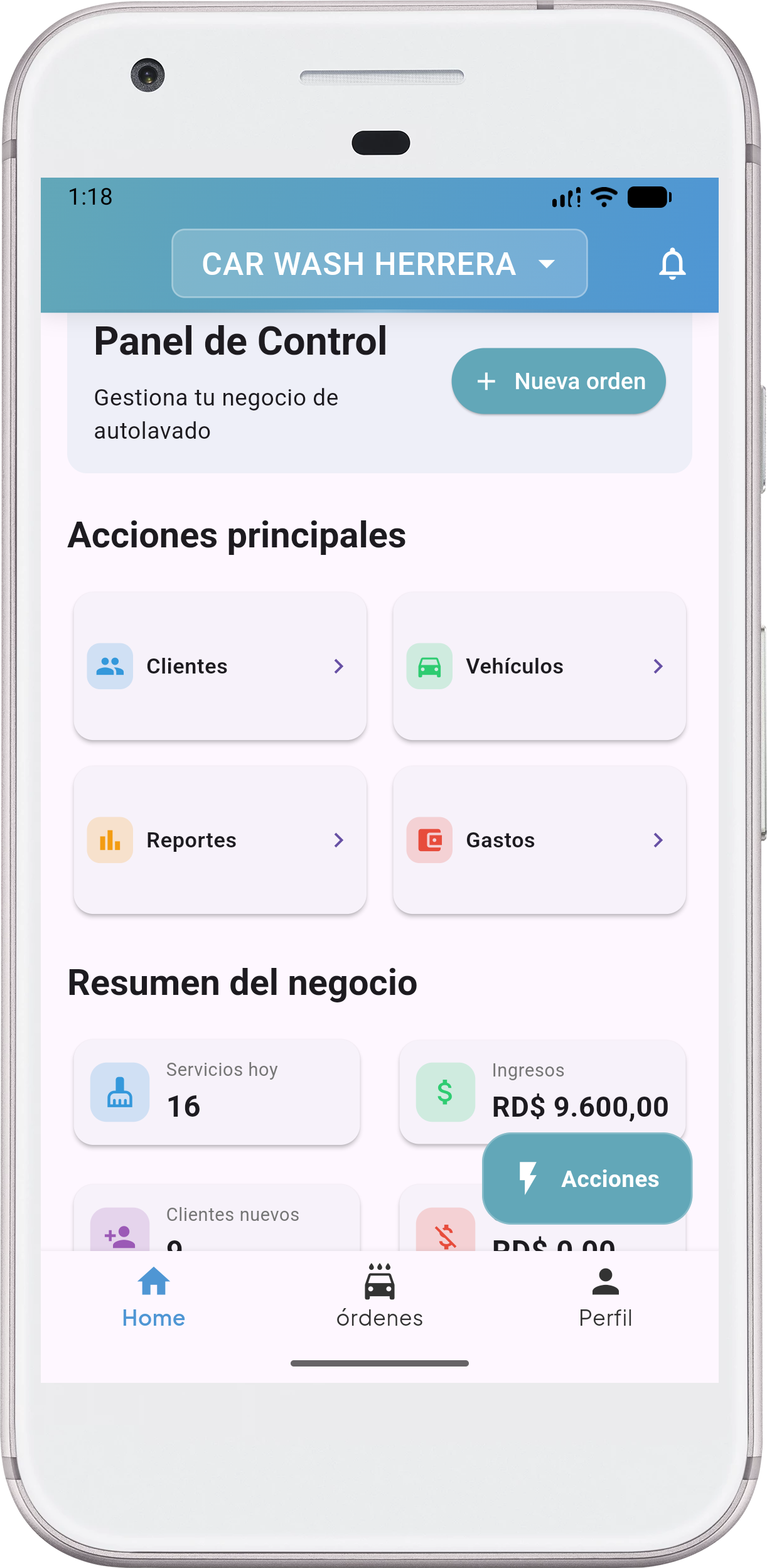 Captura de Sistema para controlar Car Wash